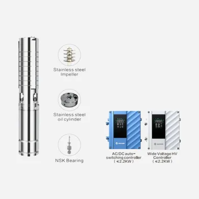 REEOFLO 4HVSCW Wide Voltage DC Water Filled Stainless Steel Impeller Solar Submersible Pump