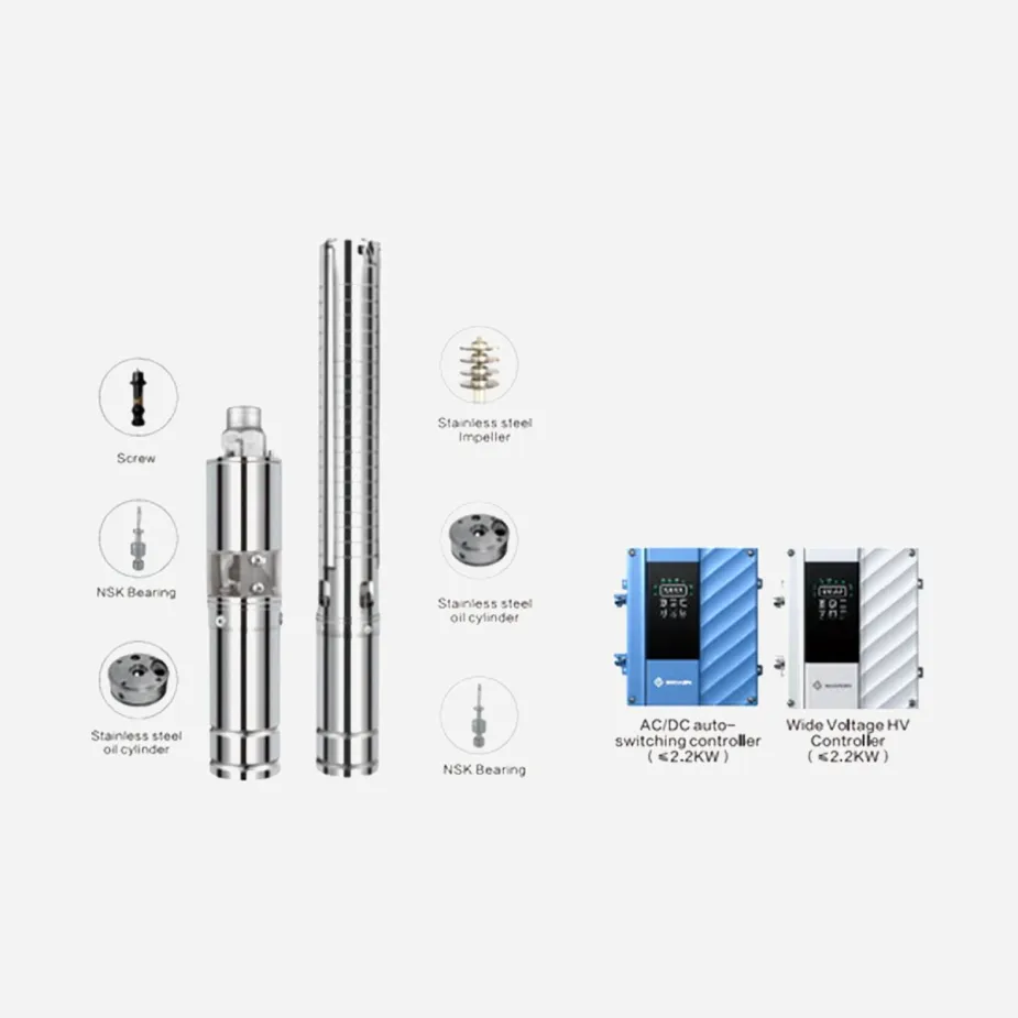 REEOFLO 3ADSC AC/DC Stainless Steel Impeller Solar Deep Well Pump